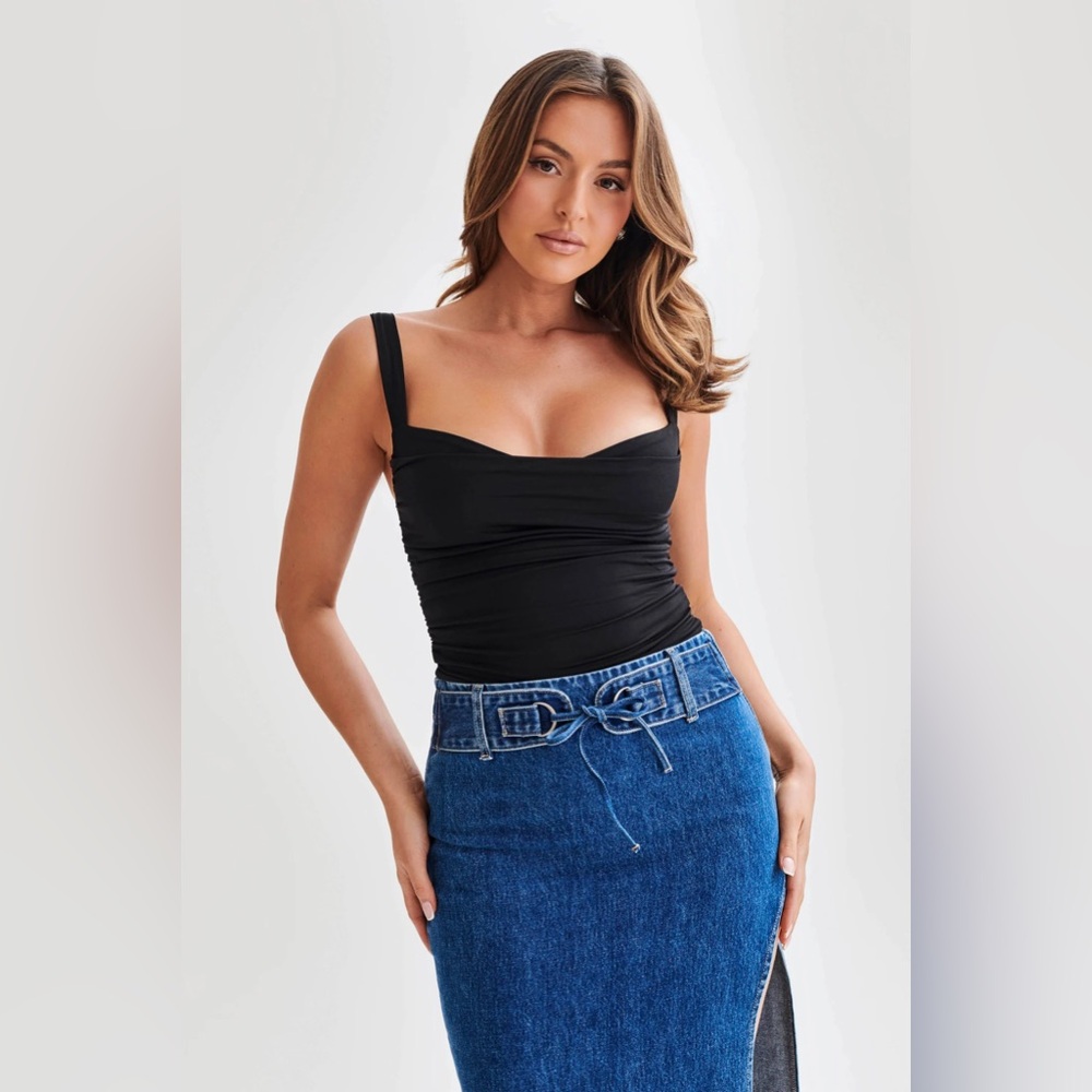 Meshki Hailey Black Ruched Tank Top BRAND NEW